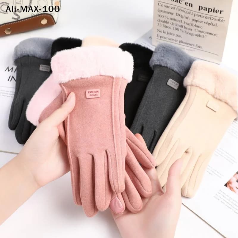 Women's Winter Gloves in Plush Thick, Warm and Fashion, in Suede Leather, for Outer, Touchscreen, by Guide, Sports, by Cycling