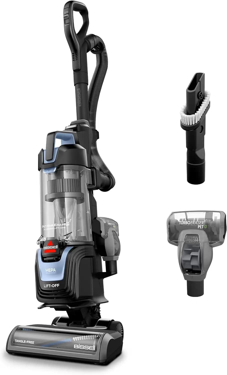 Powerful vacuum cleaner for pet hair with HEPA filter, anti-crowding brush for allergen removal, strong aspiration