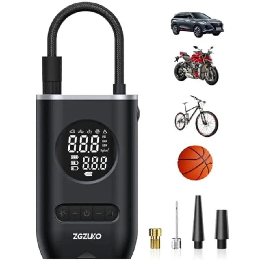 Compressore d'aria portatile per pneumatici - Gonfiatore senza fili da 150 PSI per pneumatici auto con manometro e luce LED per bici elettriche