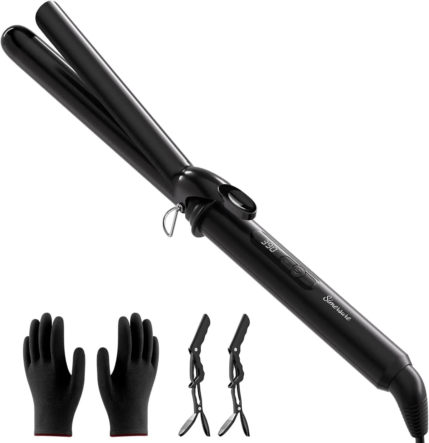 1 inch ceramic curling iron with rapid heating, 12 settings and LED display, double voltage for travel, works on all hair types