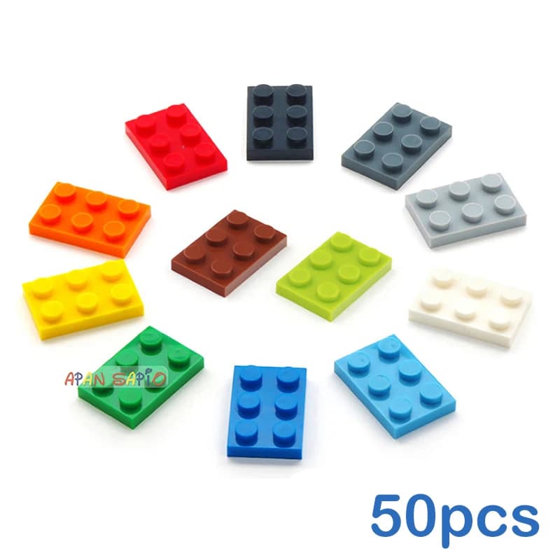 50 pz FAI DA TE Building Blocks Figure Sottili Mattoni 2x3 Punti 12 Colori Educativi Formato Creativo Compatibile Con 3021 Giocattoli per I Bambini