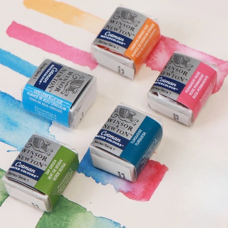 Winsor & Newton Cotman Colori ad Acquerello Solidi ad Alta Trasparenza, Mezzo Blocco, Pigmenti Brillanti per Pittura ad Acquerello, Materiali Artistici
