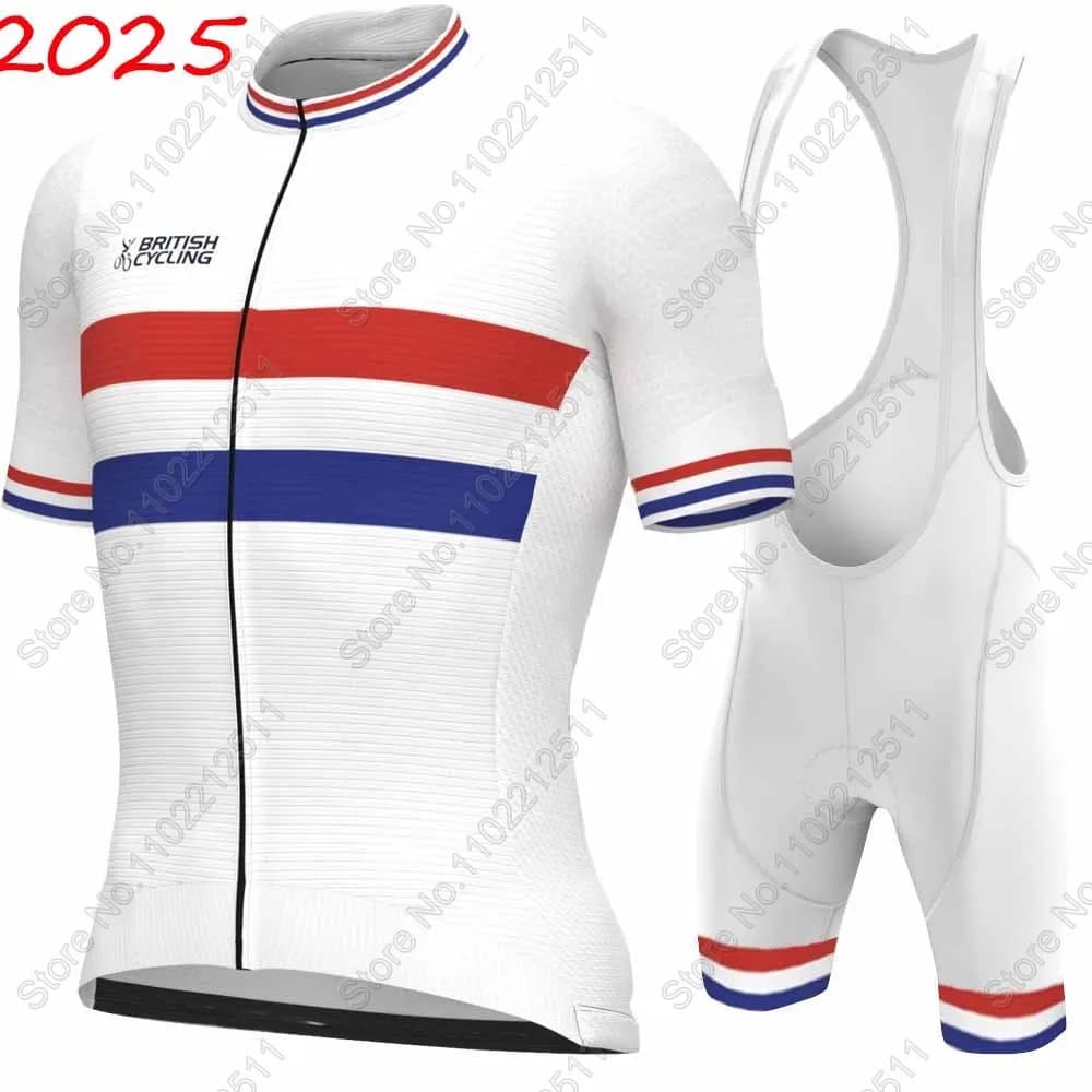 British Cycling Jersey 2025 Set Great Britain Team Man Bicycle White Clothing Road Bike Shirts Complete Shorts with MTB Bicycle Seats