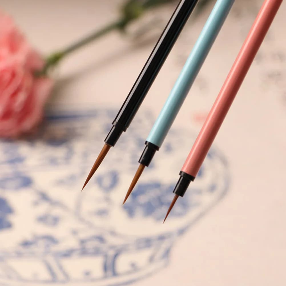3Pcs Fine Point Paint Brushes Chinese Painting Brushes Detail Brush Set for Watercolor Calligraphy Line Drawing