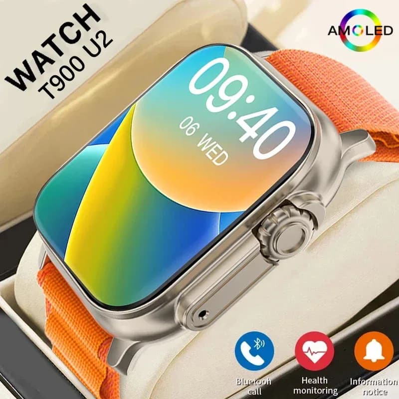 Nuovo Smartwatch T900 U2 2026, Orologio Ultra IWO, Smartwatch NFC Serie 9, Chiamate Bluetooth, Display 2.2 Pollici, Orologio Fitness Wireless