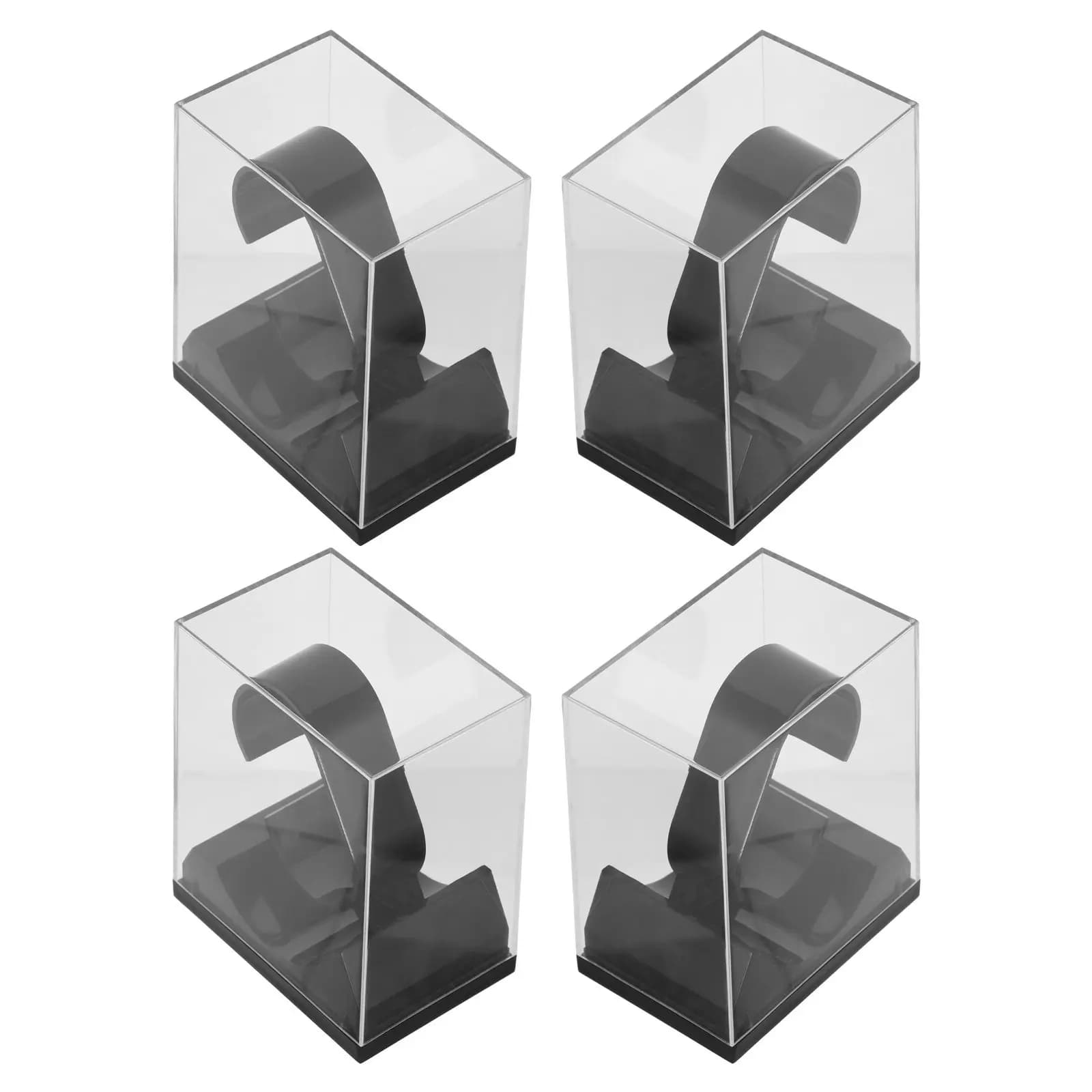 Set di 4 Scatole Trasparenti per Orologi, Espositore in Plastica per Singolo Orologio, Porta Gioielli da Viaggio per Uomo e Donna