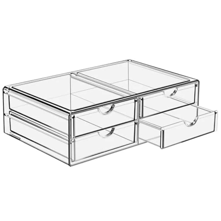 Contenitore Acrilico Grande Impilabile - Organizzatore Trasparente per Trucchi, Smalti, Accessori per Capelli e Prodotti di Bellezza - Makeup Org