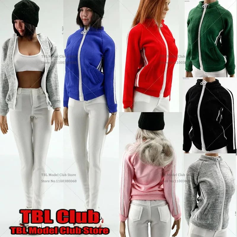 Multicolour 1/6 Trendy Sportswear Loose Jacket Top Slim Pencil Pant Set for 12in Action Figure Schoolgirl Student Casual Outfit