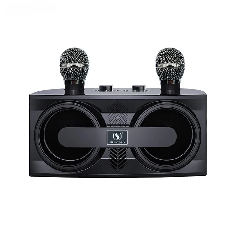 Macchina per Karaoke con Doppio Microfono Wireless, 2 Microfoni, Batteria 3000-5000mAh, Luci LED Colorate - Altoparlante BT Best-Seller per TV