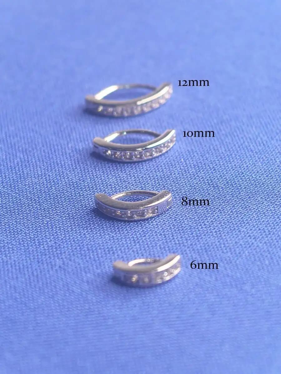 Anello da ombelico a cerchio in argento sterling 925 con zirconia per donna, gioiello minimalista piccolo per piercing inverso all'ombelico nelle misure da 6mm a 12mm