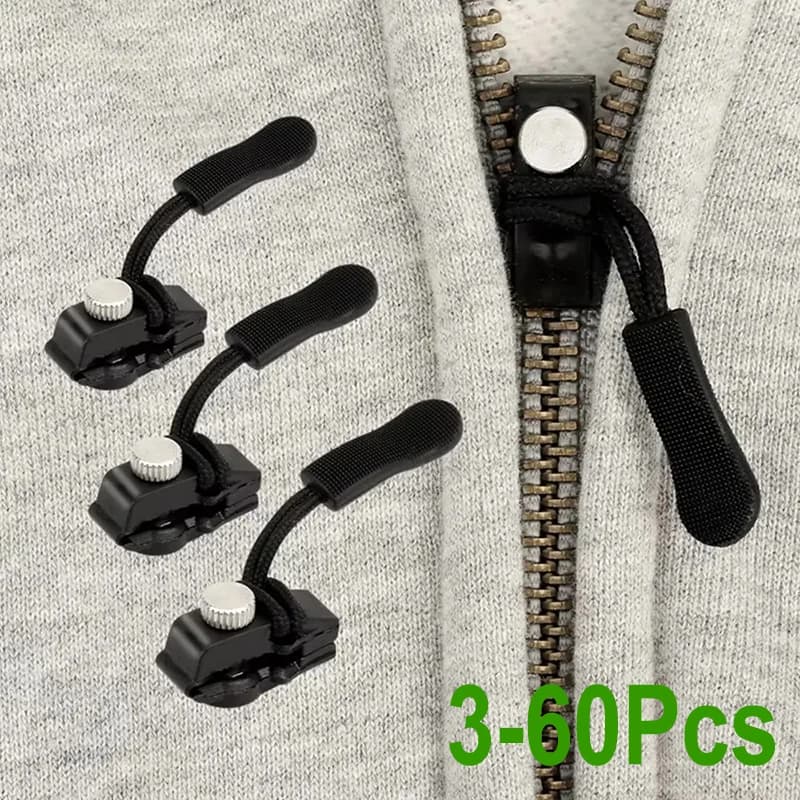 3-60Pcs/Set Zipper Repair Quick Instant Detachable Zipper Head Replacement Zipper Kit Slider Pull Jacket Bags Coat Sewing Zipper