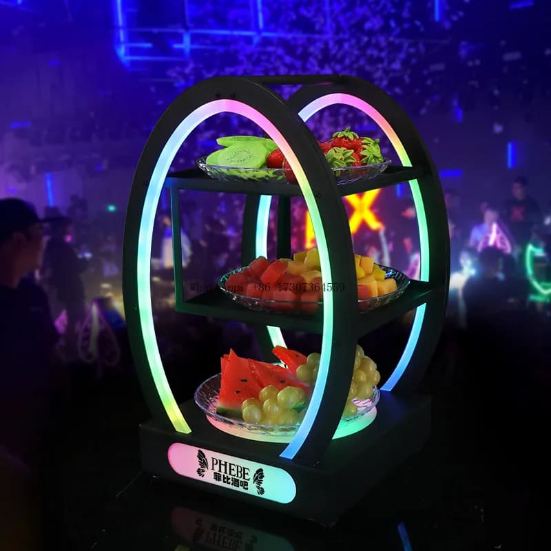 Bar KTV Piatto di frutta luminoso a forma di uovo Gioco notturno Piatto snack KTV Piatto di frutta Due strati e tre strati di snack Fru secco
