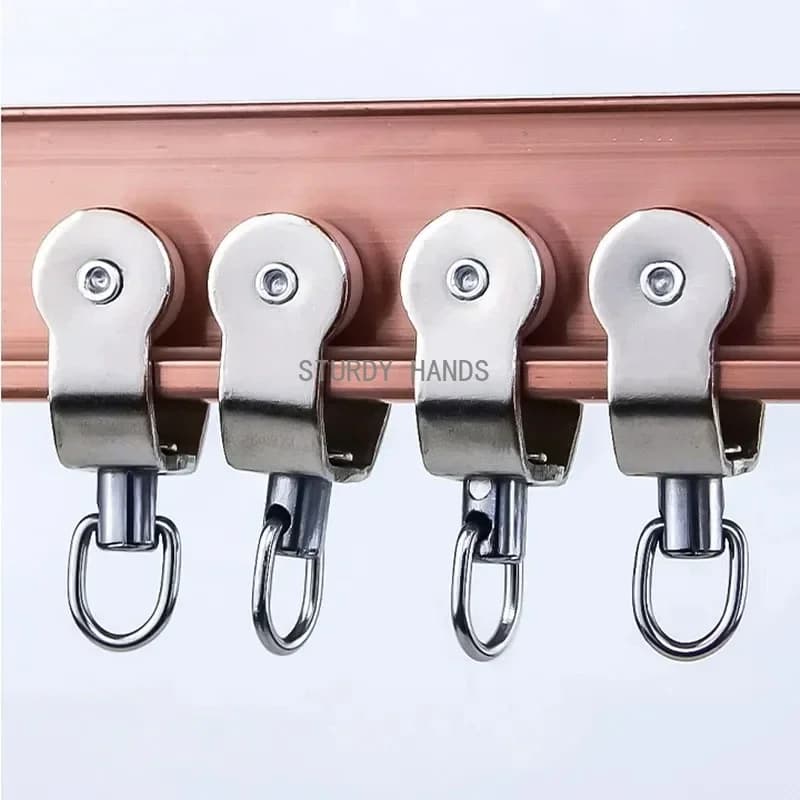 30Pcs aluminum alloy track pulley straight curved track reinforced hanging wheel shower curtain hook pulley hardware accessories