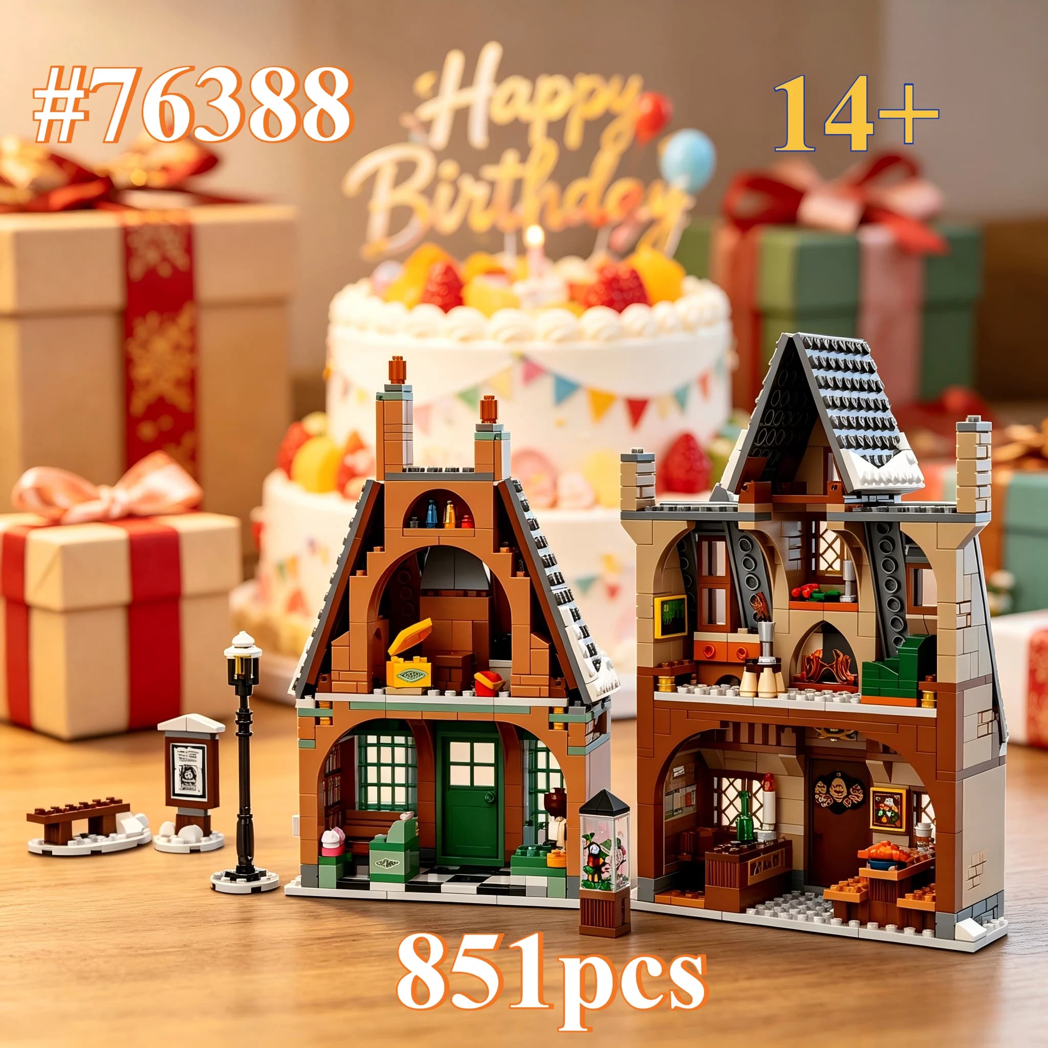 Set di Blocchi da Costruzione Modello Villaggio Magico 76388, Adatto come Regalo di Compleanno, Compatibile con Particelle Lego, 851 Pezzi.