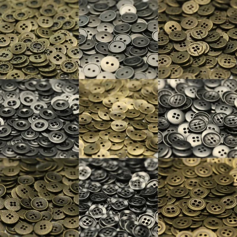 Bottoni Rotondi in Metallo da 11mm e 12mm con Retro Piatto, Bottoni Vintage in Bronzo per Camicie, Abiti, Jeans, Maglioni, Accessori per Cucito Fai-da-Te