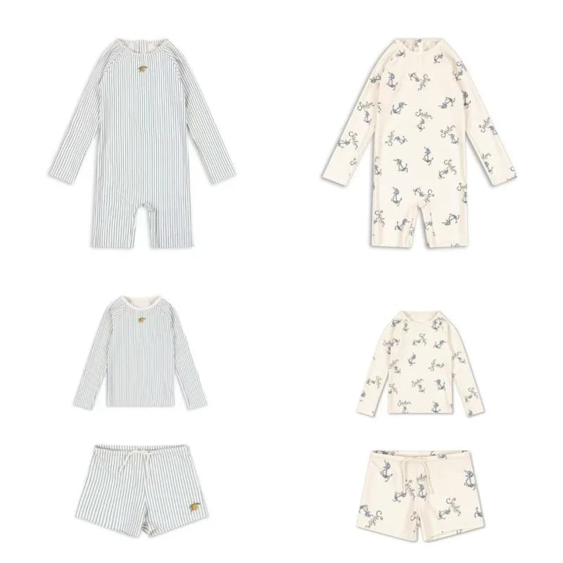 Costumi da bagno per ragazzi Costume da bagno a maniche lunghe a righe limone Cavalluccio marino Costumi da bagno per bambini Pantaloncini da spiaggia per bambini Costumi da bagno per protezione solare per le vacanze