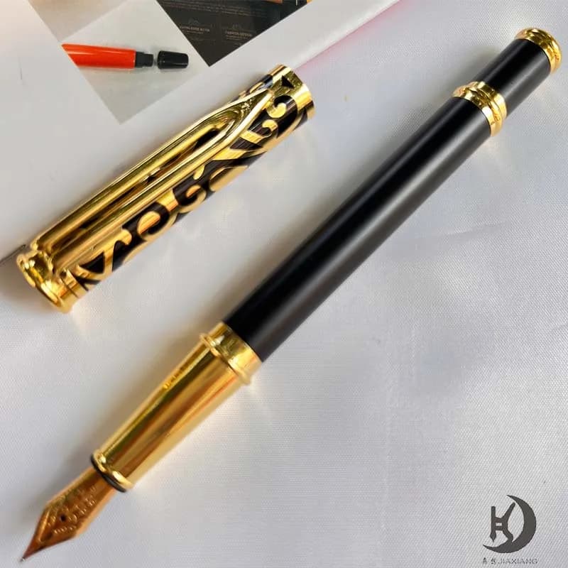 1 Set (pen+ 4 sacs ) JD-139 Exqusiite Premium Business Gift Carved Design Metal Calligraphy Fountain Pen