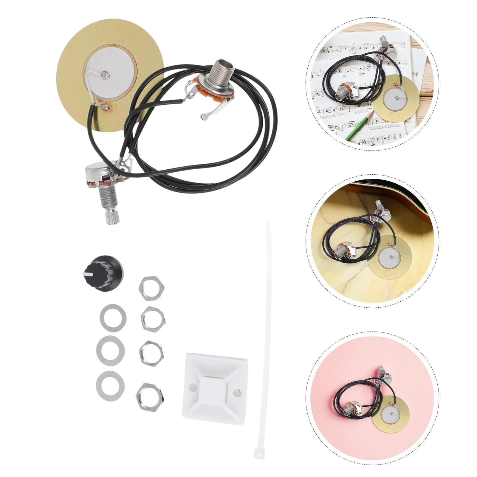 Set di 2 Pickup per Chitarra, Trasduttore Piezoelettrico Acustico 50mm, Pickup a Contatto per Chitarra Acustica Elettrica, Classica, Mandolino, Ukulele