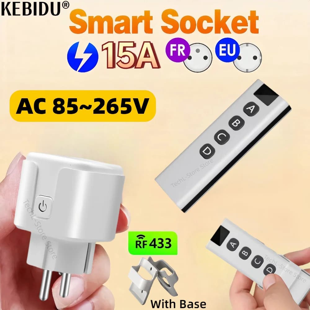 433 MHz Smart Plug Presa Wireless Telecomando EU FR Presa Elettrica A Parete Accessori Programmatore Interruttore AC220V LED Casa FAI DA TE