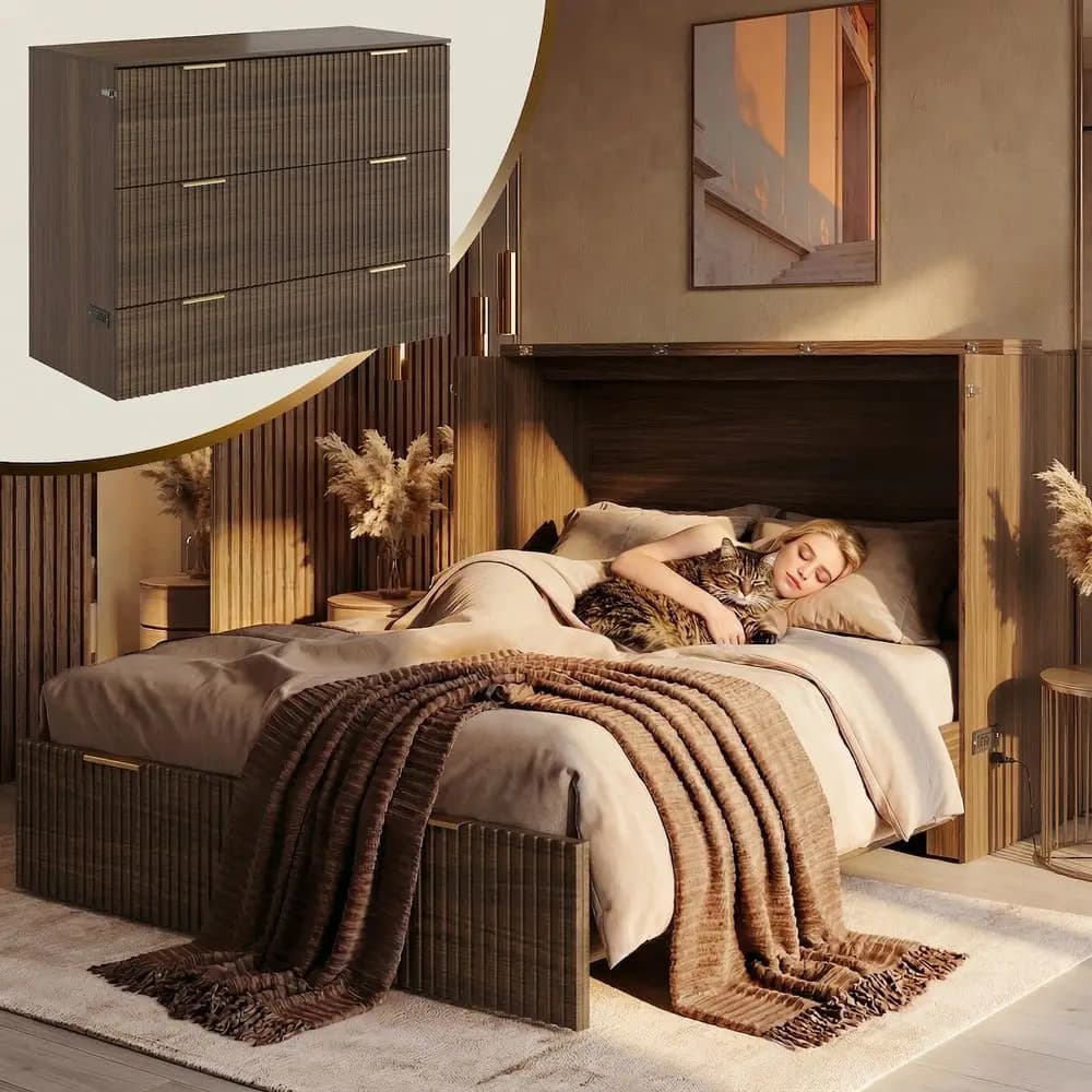 Base letto imbottita con testiera, struttura letto a piattaforma per ragazzi, non richiede rete a molle, in legno