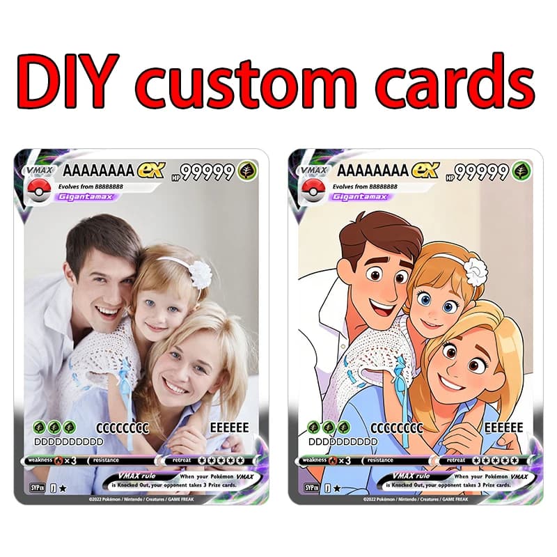 Carte Personalizzate Stile Anime con Foto e Ritratti, Regalo per Amanti degli Animali, Carte Regalo per San Valentino, Matrimoni, Lei, per Carte Pokemon