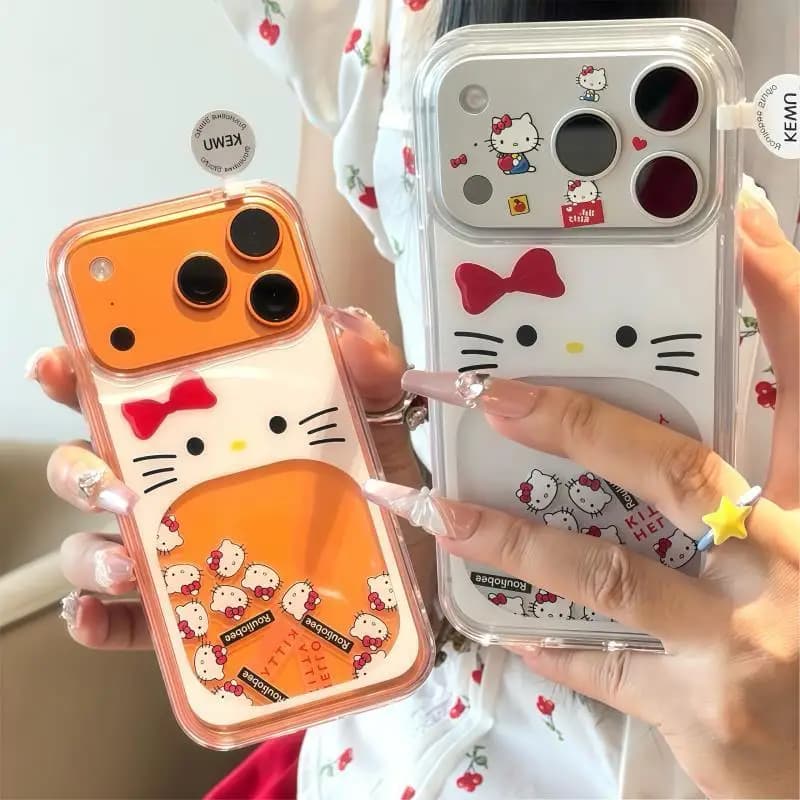 Creative Cute Cartoon Hello Kitty Quicksand Slide Phone Case for IPhone 17 AIR 16 15 14 13 Pro Max Plus Y2K Protective Case Gift