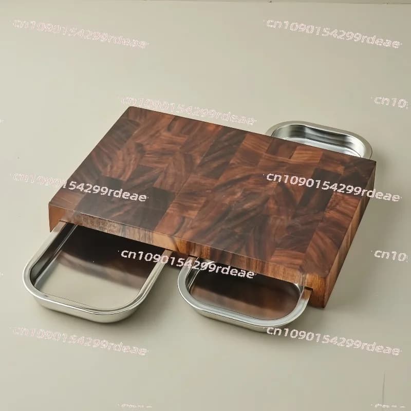 Walnut cutting board with stainless steel tray, fruit cutting board, household cutting board