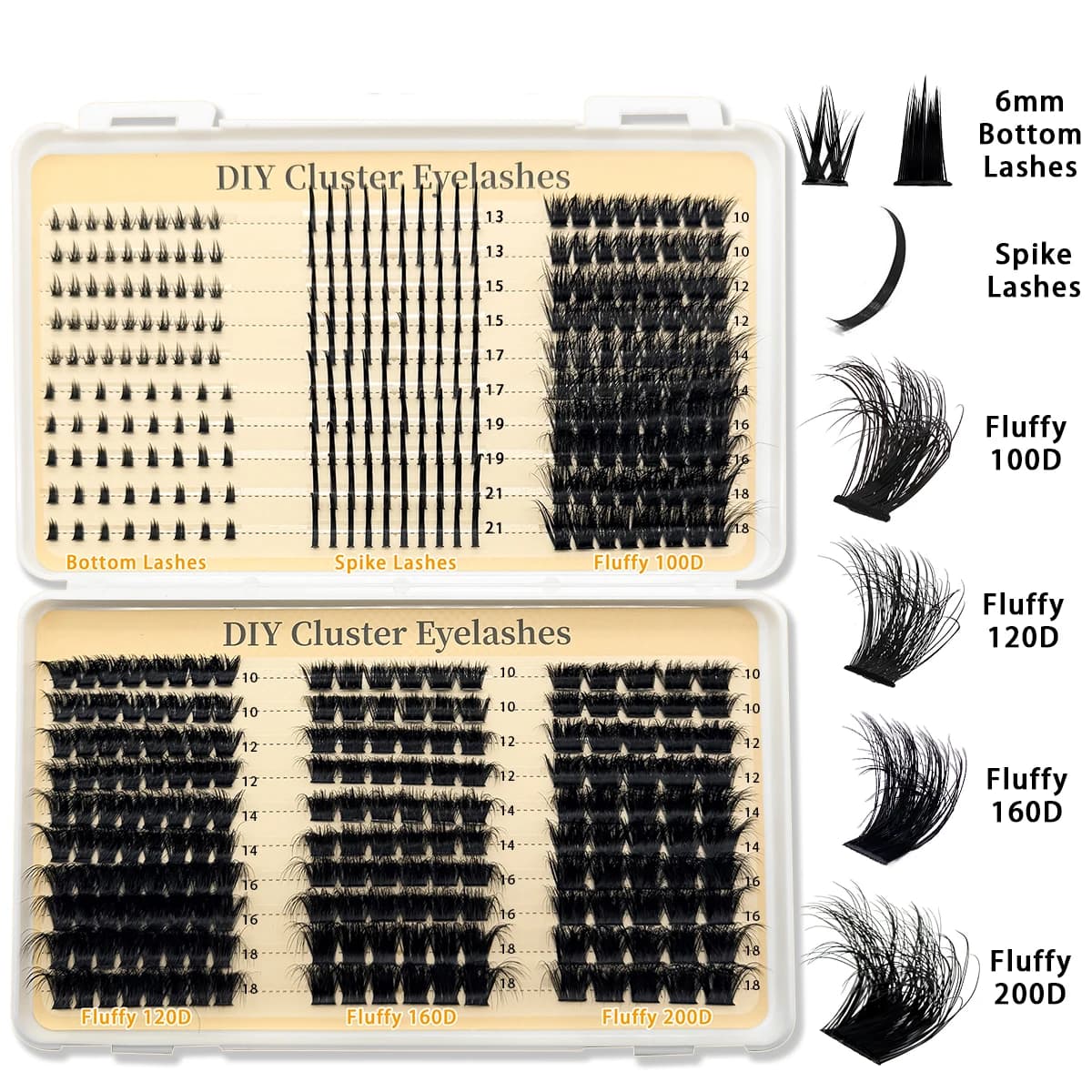 HBZGTLAD 200D-60D Pointed and curled eyelashes, voluminous eyelashes, large eyelash book capacity, rough eyelash extension