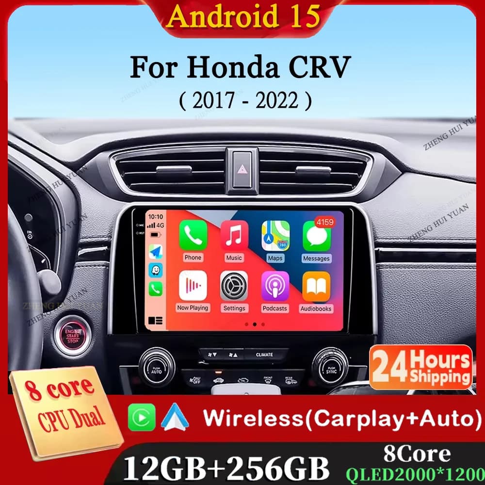 Android 15 Autoradio Per Honda CRV 2017 2018 2019 2020 2021 2022 Lettore Video Multimediale di Navigazione GPS Carplay QLED Stereo WIFI