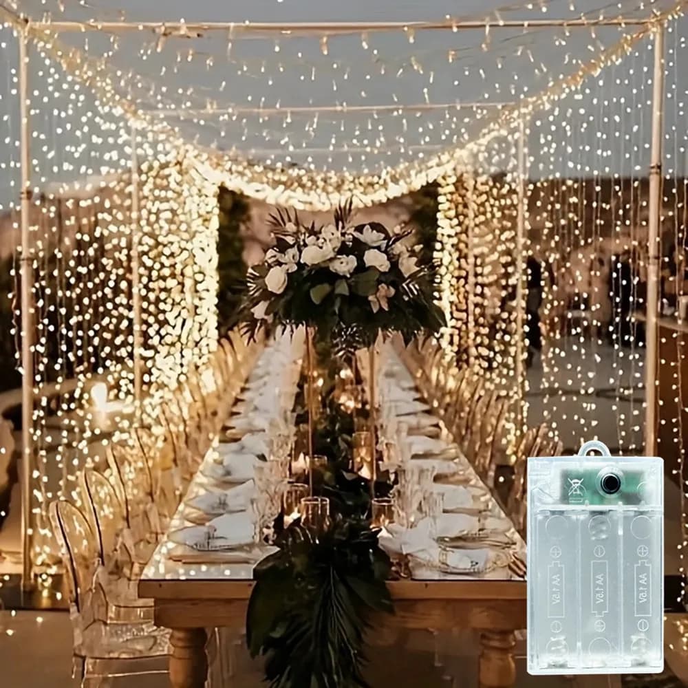 Luci a tenda LED a batteria da 3/6M, Ghirlanda luminosa per matrimoni, feste, decorazioni per la casa e il giardino