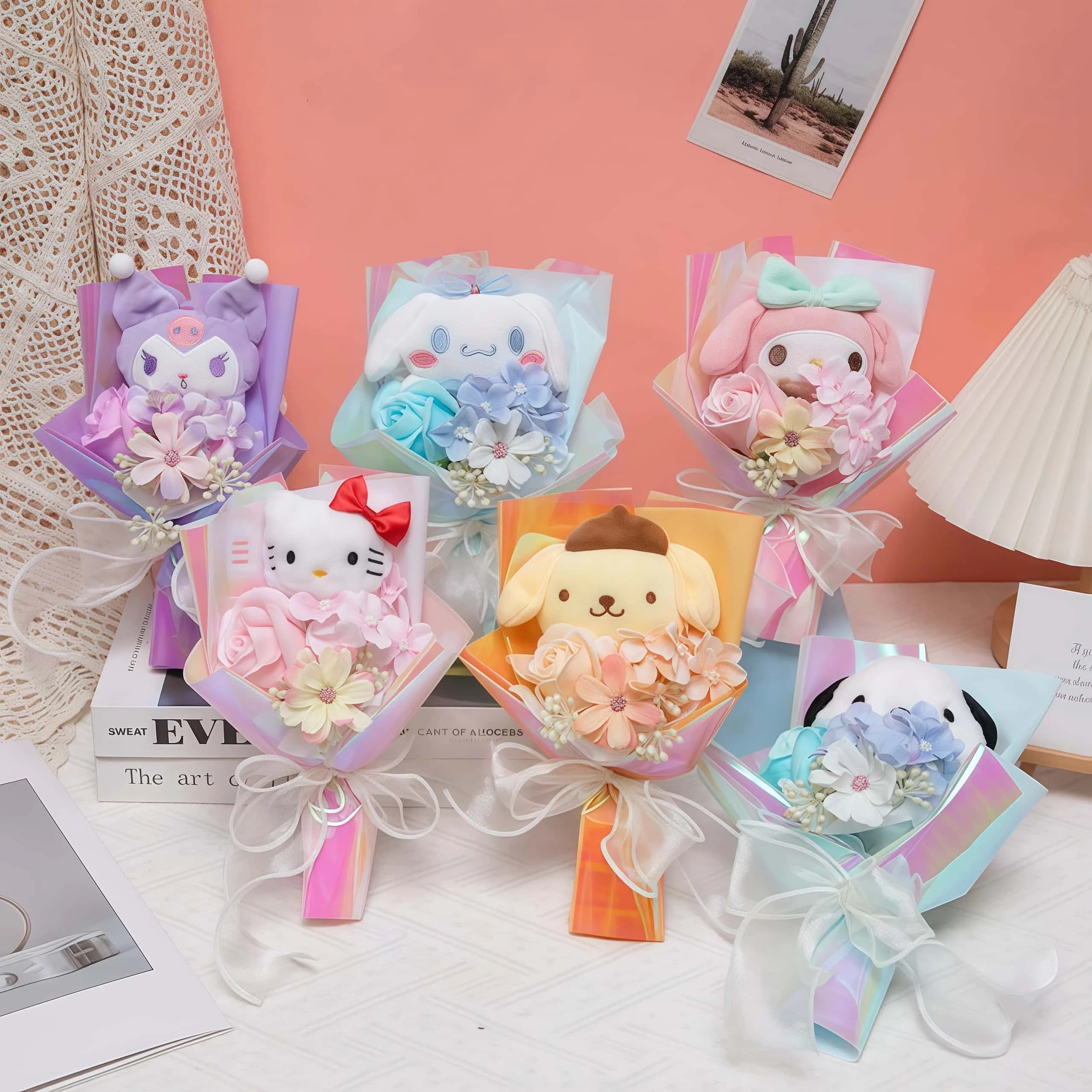 Nuovi personaggi dei cartoni animati Bouquet di bambole Hello Kitty Bouquet souvenir creativo Regalo Regalo di compleanno per ragazze Bouquet per bambini Commercio all'ingrosso