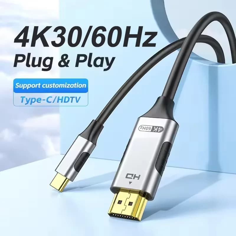 Cavo USB C a HDMI compatibile 4K@30Hz 4K@60Hz Adattatore da tipo C a HDMI compatibile Cavo Thunderbolt 3 per iPhone, laptop, tablet