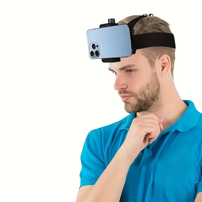 Hands-Free Adjustable Head Mount Phone Fixing Stand, First-Person View Shooting Accessory for Live Broadcast, Vlog & Outdoor Rec