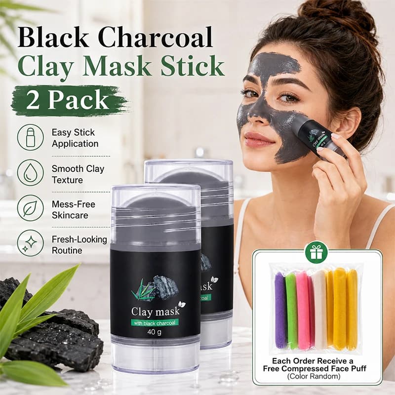 2PCS Bamboo Charcoal Mud Mask Stick Deep Cleansing Clean Pores Moisturizing Soften Dead Skin Absorb Excess Oil 40g Each