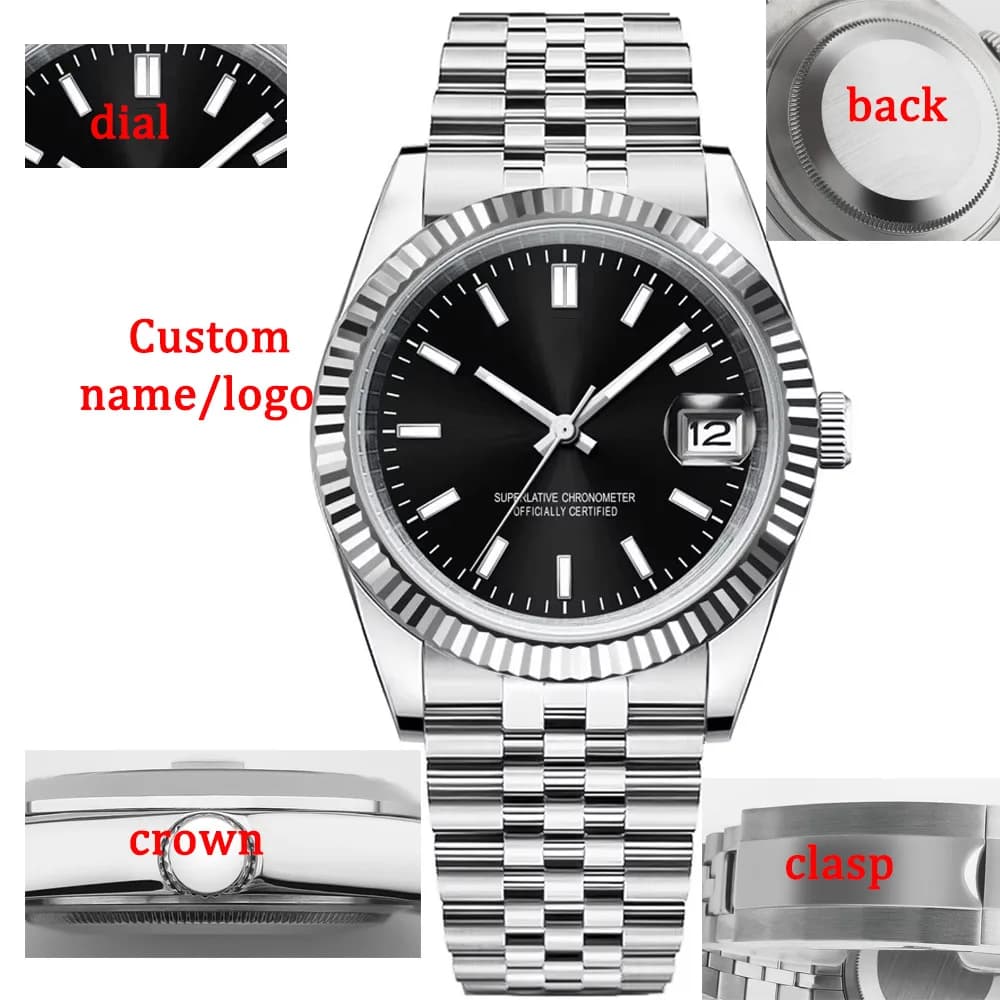 36/39mmLogo Customized Watches Men's Luxury Automatic Mechanical Wrist Watch Waterproof Stainless Steel Watch with Sapphire Glass