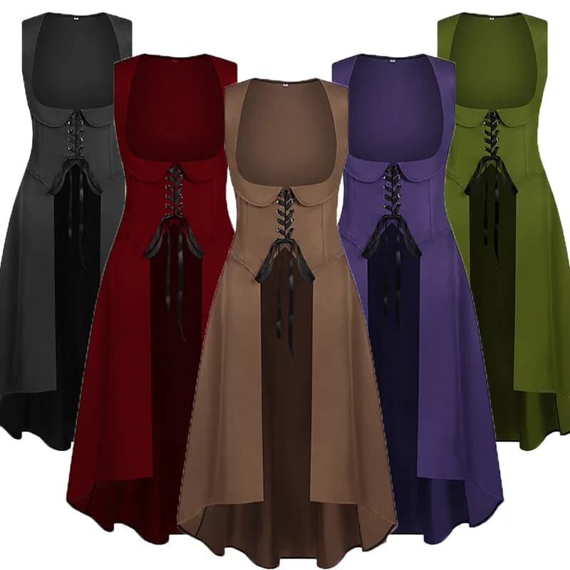 Renaissance Stage Cos Halloween Vintage Women's Long Dress Role-Playing Costume Polyester Material Traditional Chinese Style