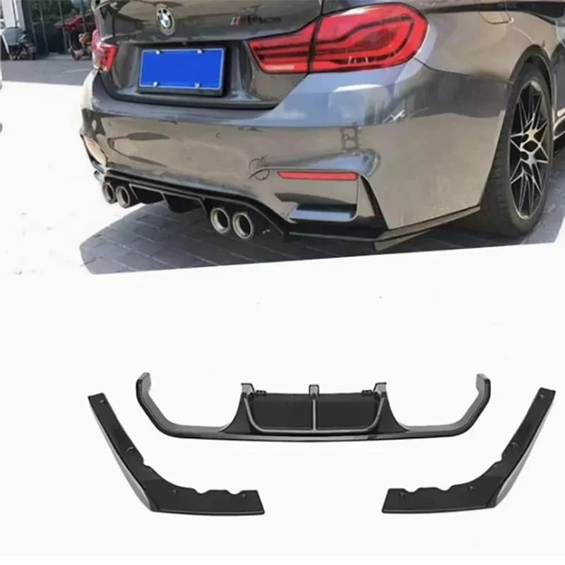 For BMW M3 M4 F80 F82 F83 2014-2020 V Style Bright Black Car Rear Bumper Diffuser Rear Splitters Spoiler glossy black Back lip