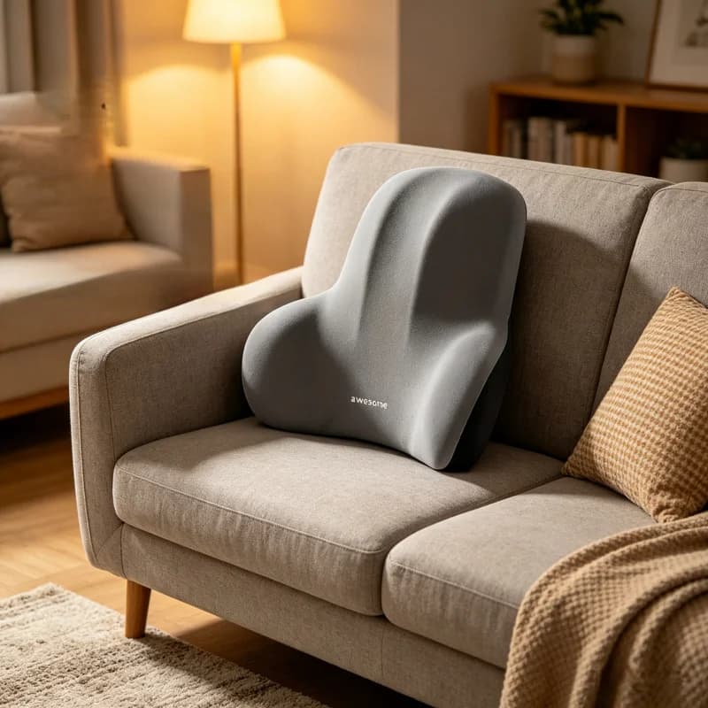 Cuscino di supporto lombare in memory foam da 2 pezzi – Cuscino ergonomico per la schiena per ufficio/auto, grigio e nero, regalo natalizio per alleviare il dolore alla schiena