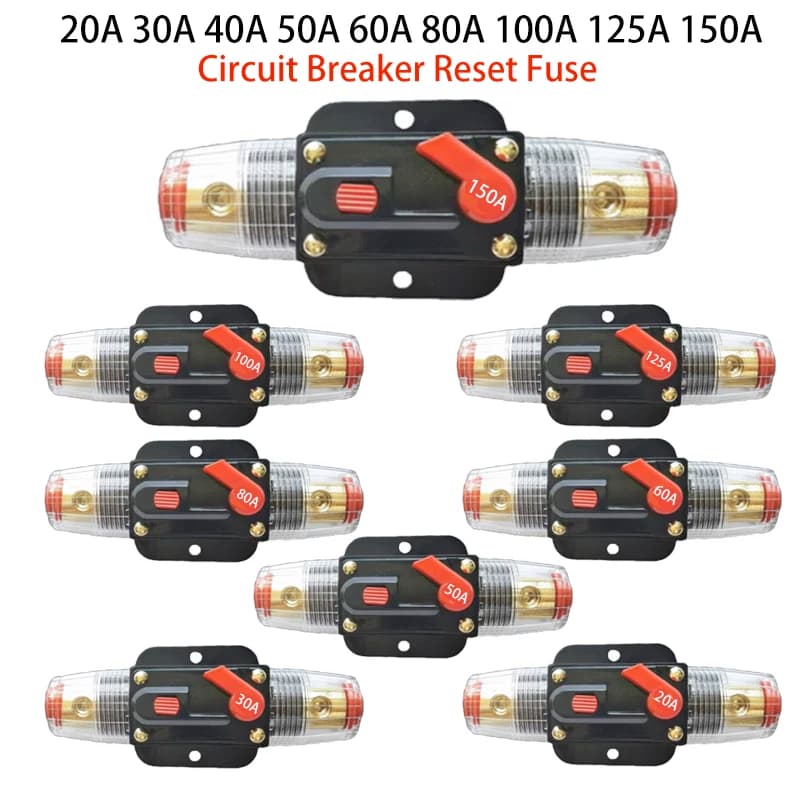 20A 30A 40A 50A 60A 80A 100A 150A interruttore 12V 24V DC auto camion Audio fusibile ripristinabile interruttore