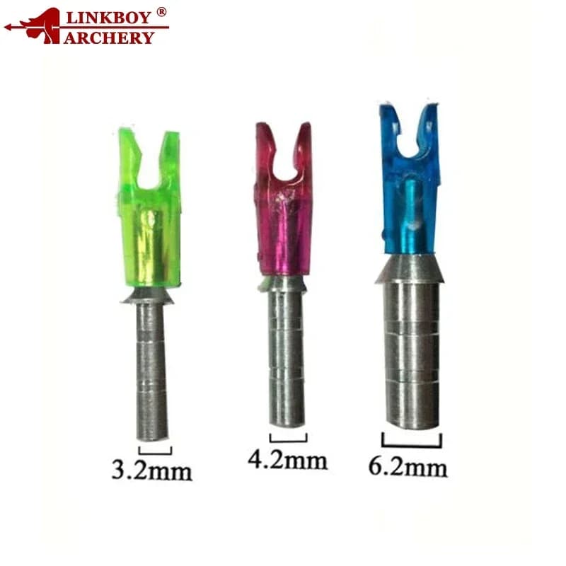 12 pezzi Linkboy Tiro con l'arco Freccia in alluminio Nock Pin L ID4.2mm,3.2mm,6.2mm Albero Nock Composto Arco tradizionale Freccia da caccia