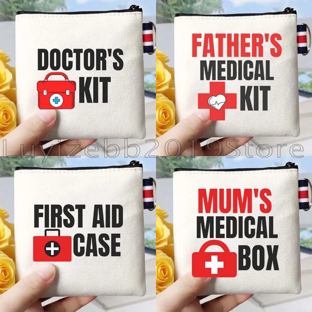 Divertente carino vuoto mamma padre medico kit scatola kit di pronto soccorso stampa tela portamonete custodia chiave custodia portafoglio custodia