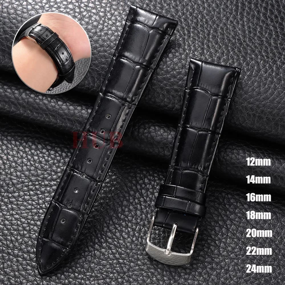 Cinturini per Orologi in Ecopelle con Fibbia da 12mm 14mm 16mm 18mm 20mm 22mm 24mm, Cinturini di Ricambio per Uomo e Donna