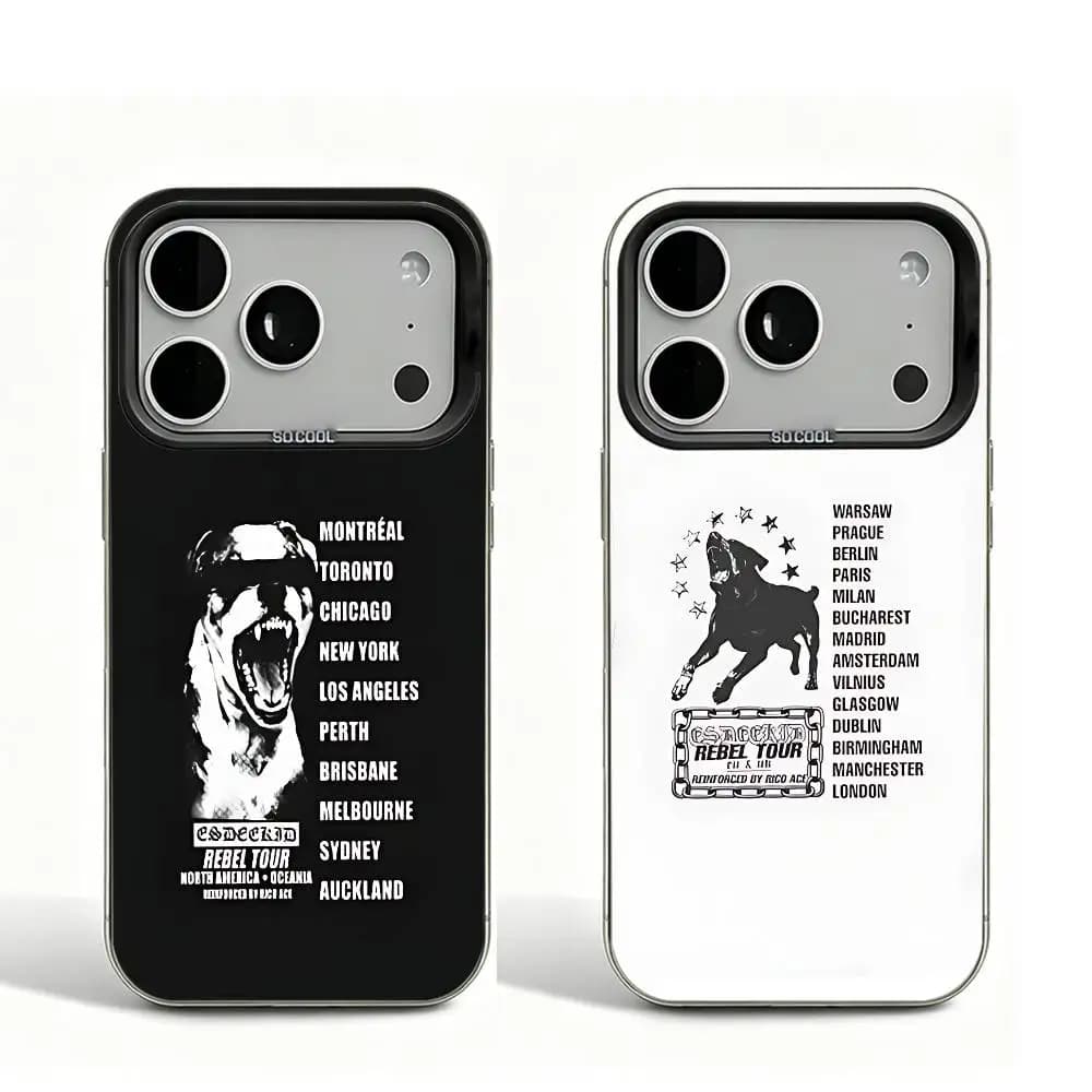 E-EsDeeKids Rebel Tour Black Matte Phone Case For iPhone 12 11 14 13 17 16 15 Pro Max Plus Air XR Large Lens Frame Cover