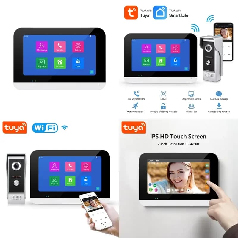 China Factory TuyaSmart App Control 4 Wire Outdoor 2MP Camera Wifi Video Door Bell System With 7 Inch Indoor PST-DB10