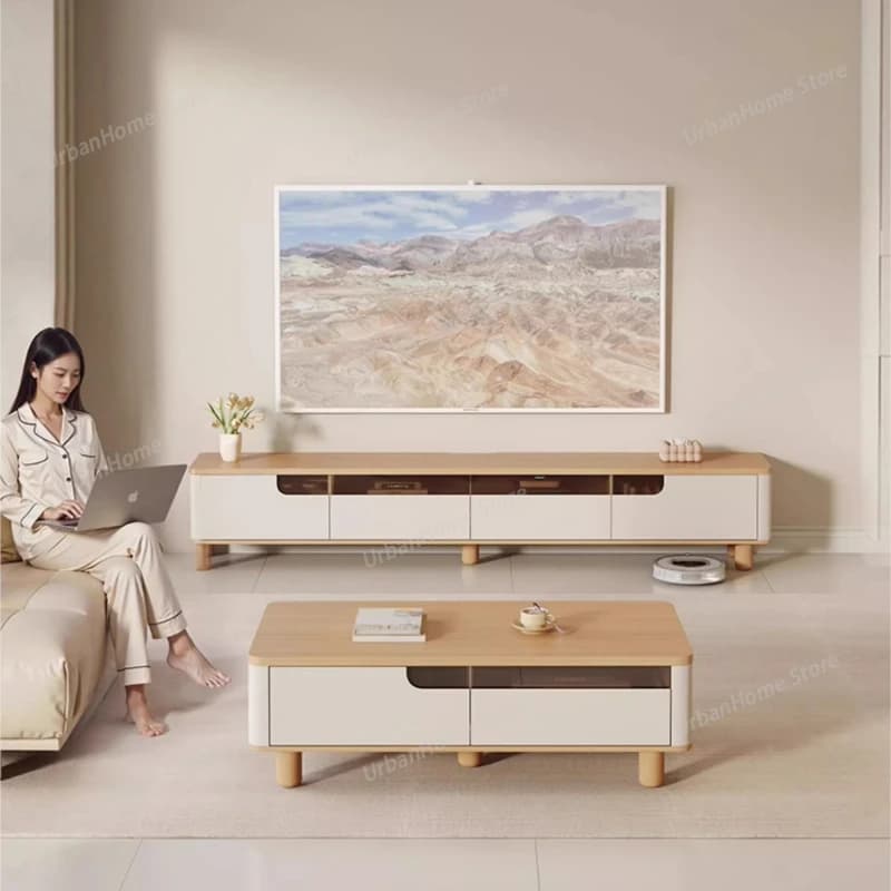 Mobile TV con Armadietto Portaoggetti, Libreria e Supporto Monitor Samsung, Arredamento Soggiorno Confortevole e Rimovibile
