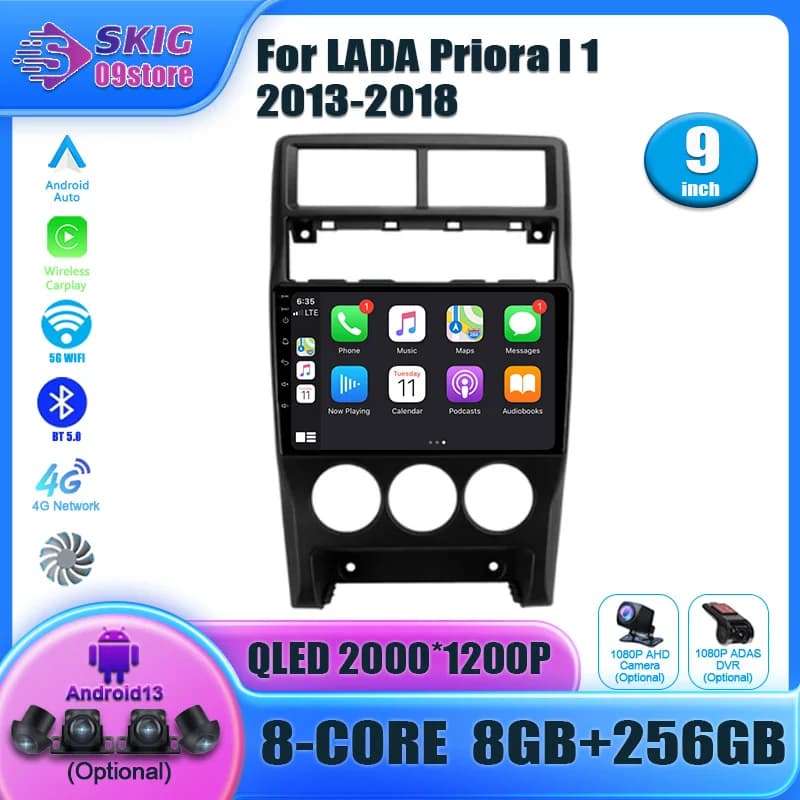Per LADA Priora I 1 2013-2018 Android 14 Wireless Carplay Stereo Schermo Autoradio Multimedia Video Unità di Testa di Navigazione 2DIN