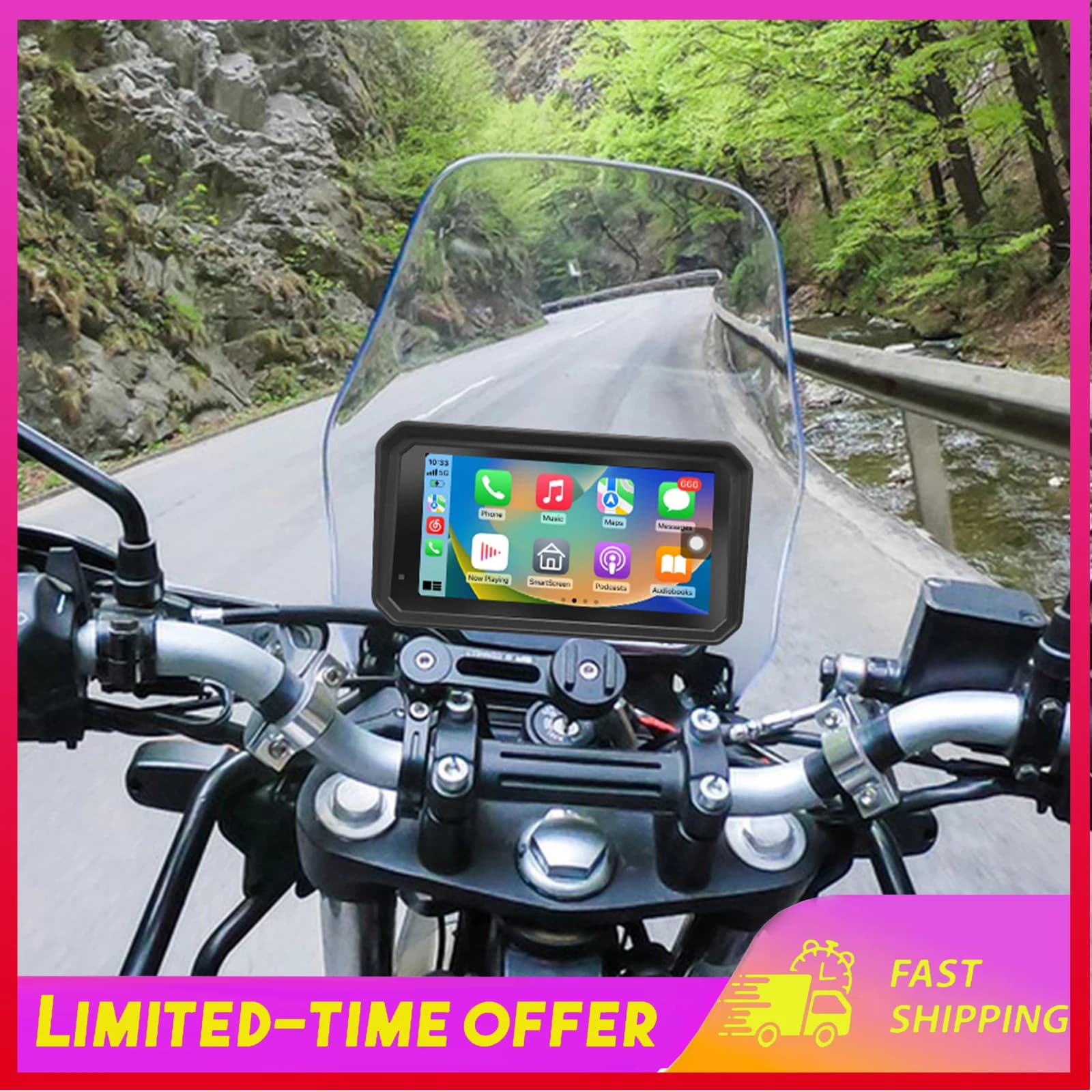 Motorcycle GPS Navigation Screen with 1080P High Dash Cam Front and Rear with Carplay and Android Auto 5.99in IP67 Waterproof