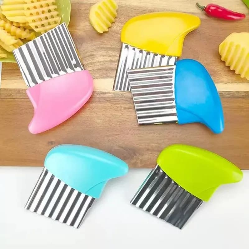 Tagliapatate per Patatine Fritte, Coltello Ondulato in Acciaio Inox, Utensile da Cucina per Patatine Fritte