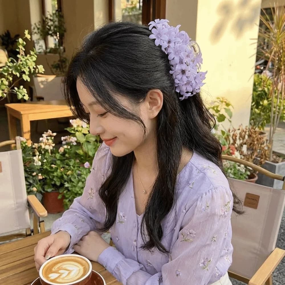 New claw-shaped hair clip, floral, plain color, delicate holiday style, shark clasp, super pretty, acrylic, elegant, for the beach