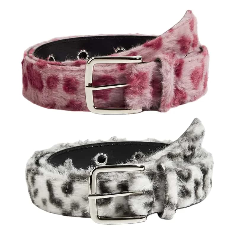Cintura Rosa in Peluche da Donna, Tendenza Moda Y2K, Accessorio Versatile per Jeans, Cintura con Fibbia in PU